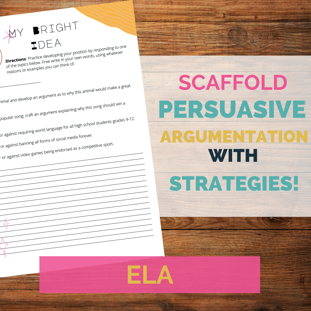 Scaffolding skills for persuasive writing